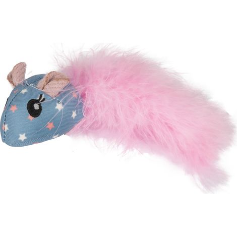 Souris rose WINNY. taille 6 x 14  x 3 cm. Jouet pour chat. - Flamingo