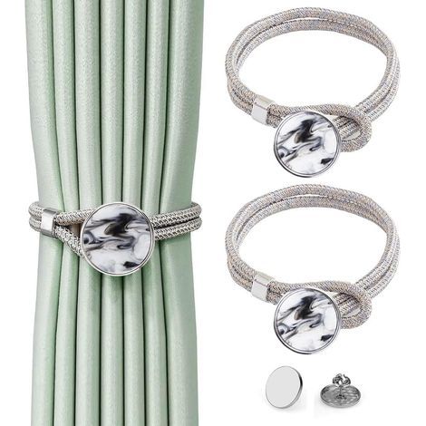 CSPARKV 2 Pack Curtain Tiebacks Decorative Curtain Buckle Hand Weaving Curtain Holdbacks for Indoor and Outdoor Curtain Curtain Tieback for Home Grey