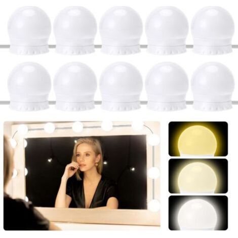 Éclairage pour miroir, ensemble de 10 ampoules LED à intensité variable de type Hollywood, éclairage maquillage réglable en 3 couleurs, éclairage de coiffeuse, convient aux miroirs de maquillage et de (1/5)