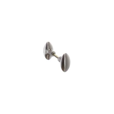 Quincadeco – Bouton double ovale en aluminium nickel mat – Finition contemporaine – Adaptable carré 6 à 7 mm – Vis pointeaux pour installation facile