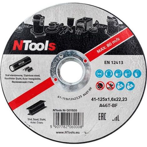 Disque pour découper l'acier et métal - 125x1,6x22,23 - Adapte sur meuleuse - APP