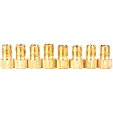 Lot de 10 adaptateurs de valve de vélo en laiton de qualité supérieure, convertisseur de valve avec joint d'étanchéité, conversion Presta vers Schrader (doré) (1/5)