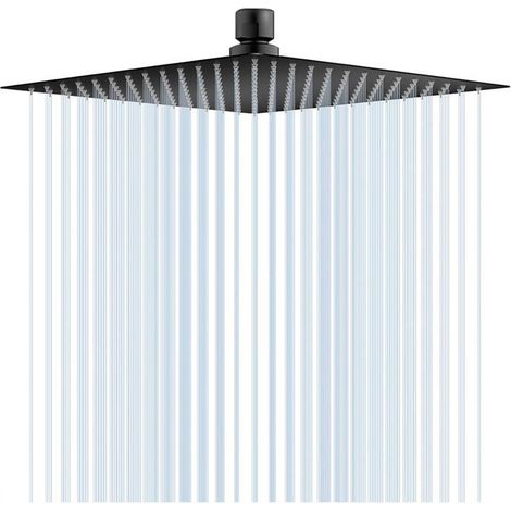 Pommeau De Douche Carré En Acier Inoxydable,8 Pouces / 20Cmtête De Douche Anti Calcaire Tete De Douche Noir[CA36] (1/5)