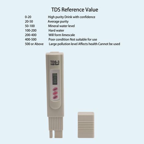 Testeur Portable de Qualité de l'Eau Numérique TDS Mètre à 3 Boutons Gris pour Aquarium Piscine-KZQ (1/4)
