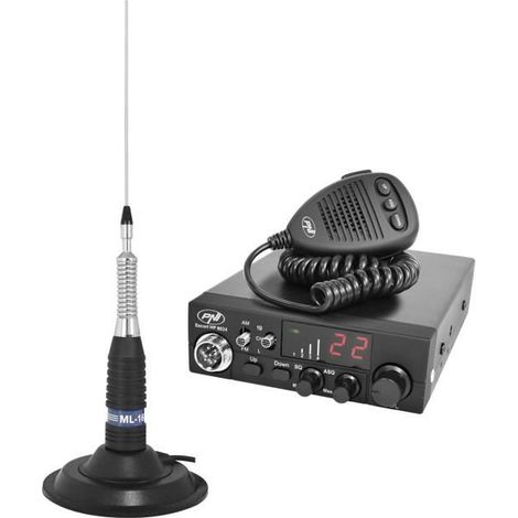 Station de Radio - CBI - ESCORT CB 8024 ASQ - Antenne PNI ML160 - Aimant - Noir
