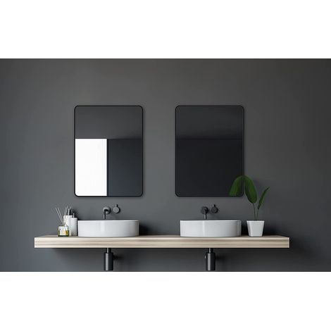 Talos Black Living Badspiegel 80 x 60 cm - Badezimmerspiegel - matt schwarz (1/5)
