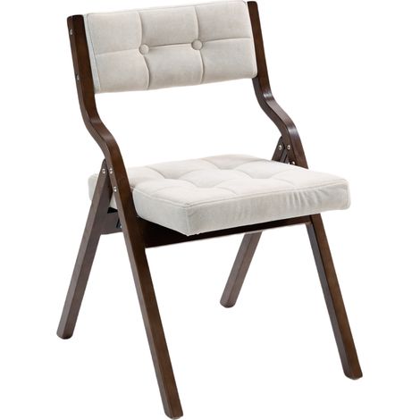 Juego de 2 sillas asiento extra grande madera acolchadas plegables color beige (1/5)