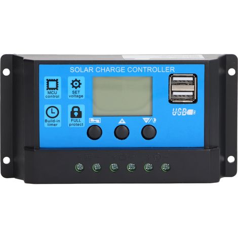 Régulateur de charge solaire 30A, affichage LCD, identification automatique 12V/24V, contrôleur de batterie pour panneau solaire (1/5)