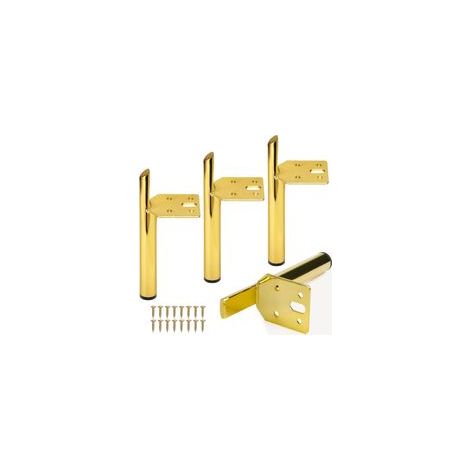 Pieds de meuble en métal – Lot de 4 – Installation facile avec vis pré-percées – Pour armoires, tables, canapés, chaises – Couleur noir et or (1/5)