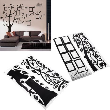 [Autocollant Mur Photo Arbre Familial] PVC DIY Photo Tree Stickers Decor Wall Black Set 4 stickers 60x90cm (1/5)