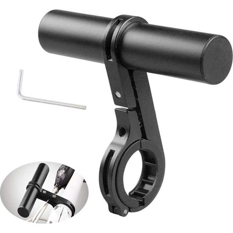 DOLASO 10 cm Fahrrad-Lenkerverlängerung, Verlängerungs-Lenkerhalterung, Einzelklemmen-Verlängerungshalterung für Fahrrad-LED-Licht, GPS, Telefon, Tachometer, Schwarz (1/5)