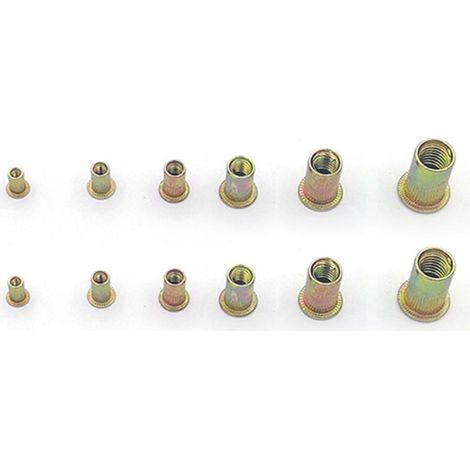 Kit 300 inserts taraudés M3-M8 mixte métrique/impérial, écrous rivet acier zingué, assortiment coloré pour fixation légère (1/5)