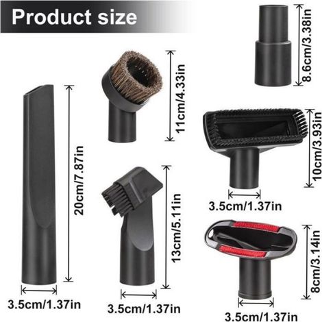 Lot 6 accessoires aspirateur universels, brosses et suceur plat, adaptateurs 32/35 mm pour coussins et matelas. (1/4)
