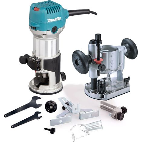 Makita RT0702CX4 240V 1/4"" Router Laminate Trimmer with Guide and Plunge Base (1/5)