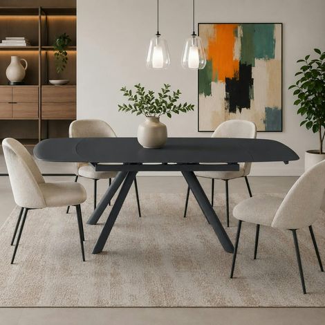 Table extensible en verre gris sombre 140-210 cm ALBA (1/5)