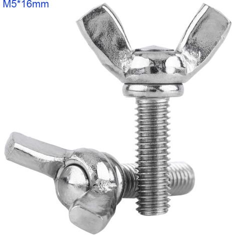 5 pièces/sac M5 vis à main papillon aile boulons assortiment ensemble de 304 attaches en acier inoxydable(M516mm) (1/5)