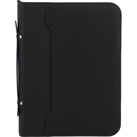 Ortviai Portfolio professionnel en similicuir PU noir avec 10 pochettes transparentes, bloc-notes 30 pages, calculatrice solaire 12 chiffres et housse tablette 10,1"