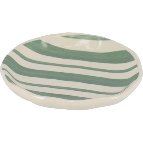 Porte savon en gres raye - vert sauge - Tendance (1/2)
