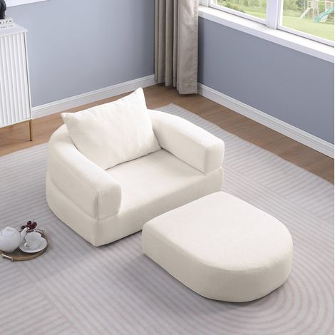 Sofá cama convertible plegable de tejido beige con cojín, sillón de suelo OKWISH (1/5)