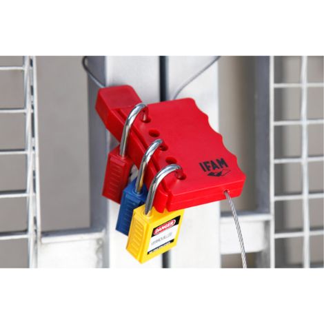 Cadenas Consignation Rouge IFAM SF40 - Corps ABS Isolant - Anse Nylon Dielectrique Mince - Cles Differentes - Securite LOTO