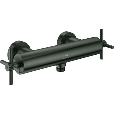 GROHE Grifo de ducha bimando Atrio 26895 montaje mural manetas en cruz hard graphite cepillado, 26895AL0