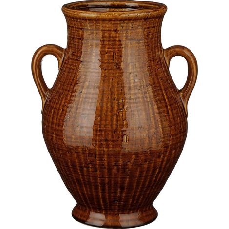 Vase en céramique marron avec petites anses pour fleurs séchées et décoration - PANGIVO (1/4)