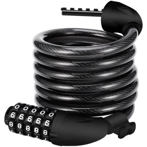 BUNTHAUS Antivol Velo,Cadenas de velos Long 120cm x 12mm,Câble Antivol pour Vélo Scooter Motos Portail Vélo avec 5 Chiffres Intelligente Code et Vélo Poussette,Verrouillage à Vélo Antivol (1/5)