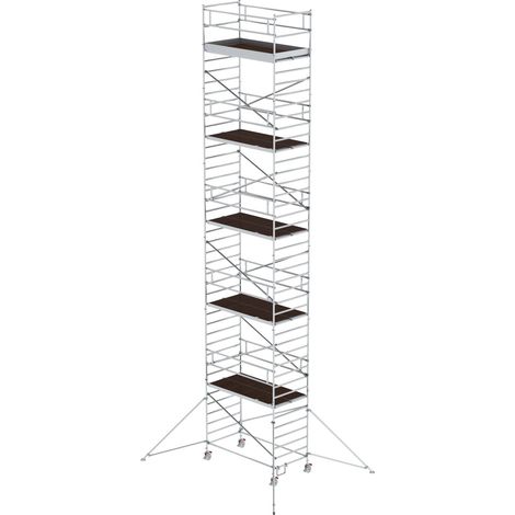 Günzburger Steigtechnik Echafaudage roulant 1,35 x 2,45 m avec stabilisateur &amp double plate-forme Hauteur de plate-forme 11,35 m - 168136