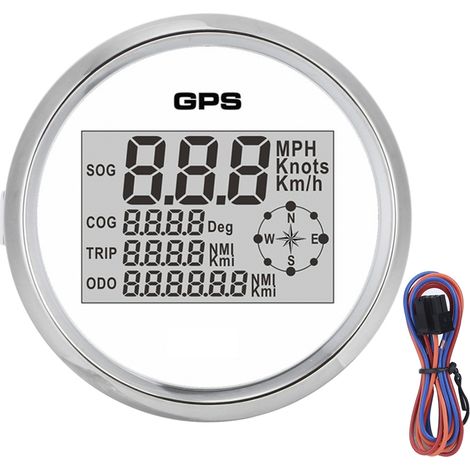Compteur de vitesse GPS 85mm/3,3 pouces, odomètre 0 à 999 nœuds Km/mp pour bateau camion moto voiture avec rétro-éclairage 12V/24V (1/5)