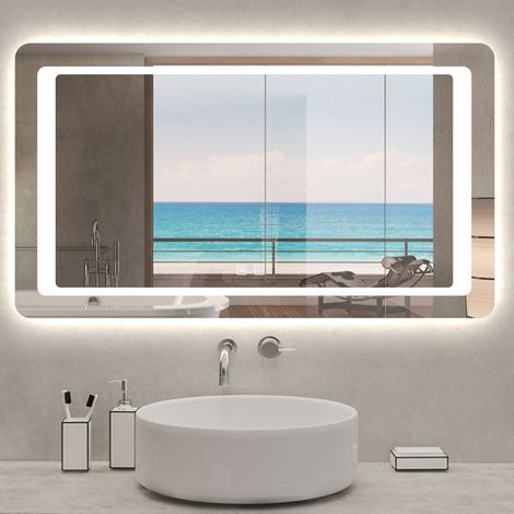 Espejos Baño LED 120x70cm. Espejo de Baño con Interruptor Táctil. Espejo Antivaho IP44 (1/5)