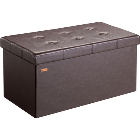 Banc de rangement avec couvercle amovible Siège pouf Coffre de rangement pliable pour salon chambre couloir L - brun