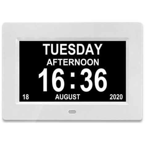 Horloge calendrier numérique One Piece 7 pouces avec date et heure, horloge Alzheimer pour parents, rappel de médicaments pour grands-parents et enfants - Blanc (1/4)