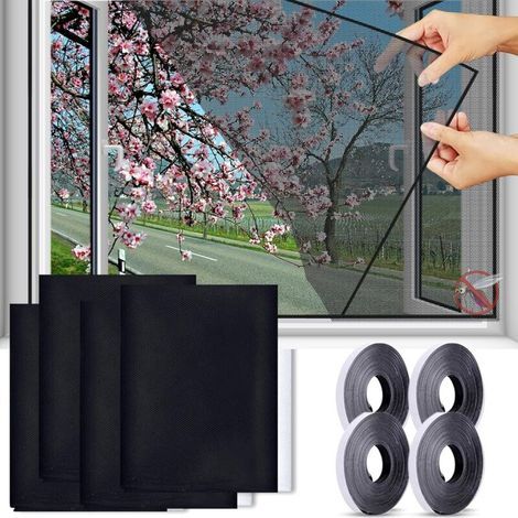 Fenster-Moskitonetze, Moskitonetz, 3-teilig, 150 cm x 200 cm, Insektenschutz für Fenster, Fenster-Moskitonetz, Anti-Moskito-Schutzset (Weiß) (1/5)