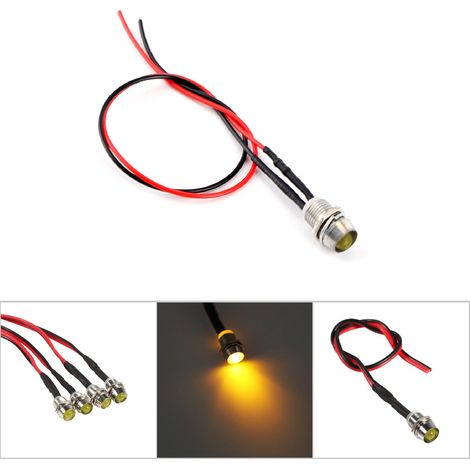 4 Pcs Voyant Témoin LED Jaune 12V 8mm pour Tableau de Bord Voiture Camionnette (1/5)
