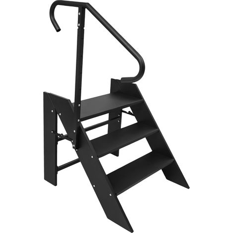 Échelle Pliable 3 Marches en Acier au Carbone, Escabeau avec Main Courante Réglable 132-172 cm, Support 110 kg, Marchepied Antidérapant pour Maison, Cuisine, Bureau, Camping-Car (1/5)