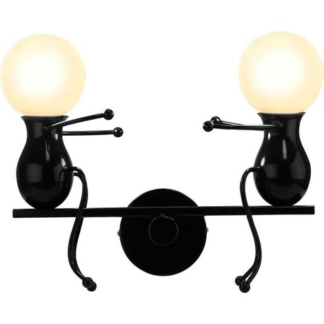 Humanoïde Créatif Lampe Murale Moderne Applique Murale Simple Lampe de Mur Art Déco Max 60W E27 Base Fer Titulaire pour Chambre, Chevet, Restaurant, Cuisine [Classe énergétique F] (1/5)