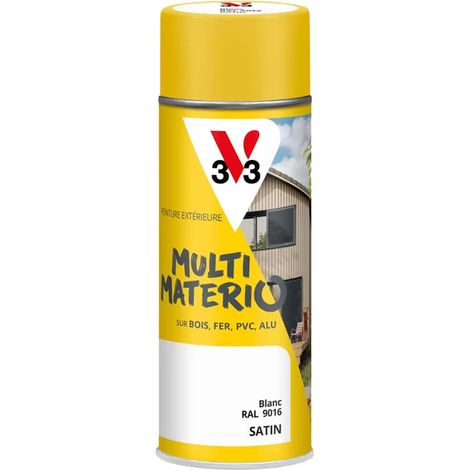 Bombe de peinture aérosol V33 Multi-matério Blanc Satin 0,4 L (1/3)