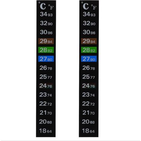(18–34 °C) (Schwarz) 2 Stück digitale Aquarium-Thermometer-Aufkleber zur Messung der Innentemperatur (1/5)