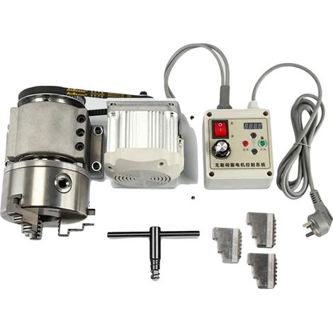 Eje giratorio, tamaño del mandril 125 mm - 160 mm, motor sin escobillas, potencia de 750 W, rango de velocidad 0-4500 rpm, tamaño de la base 300x150x10 mm (1/5)