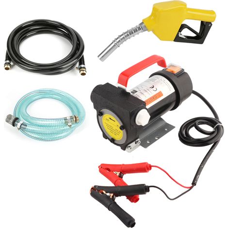 Pompe électrique 12V 155W 40L/min pour transfert de gasoil, kérosène et huile - Kit complet avec tuyaux et pince (1/5)