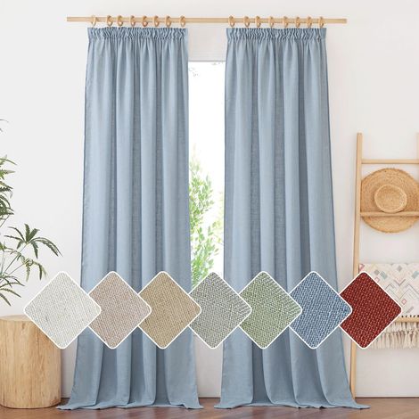 Rideaux de Salon avec Sangle pour Rideaux d'intérieur pour Salon élégants Rideaux Semi-Transparents pour Chambre à Coucher, 2 pièces, 140 x 245 cm, Bleu Brume (1/5)
