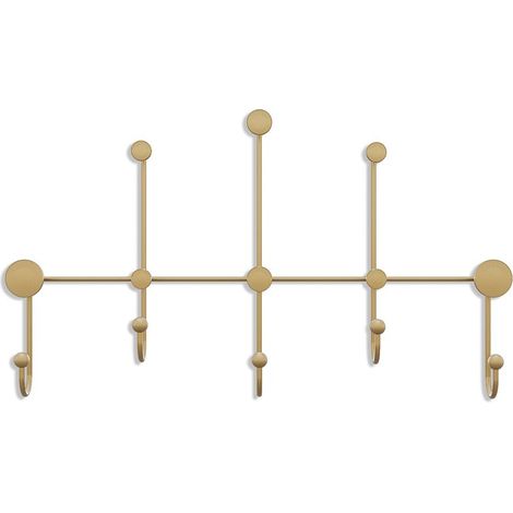 Appendiabiti da parete con 8 ganci in metallo dorato H45 cm - IYON