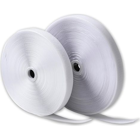 Nähband – 20 mm weißes Klettband – 25 Meter Länge – Nahtaufreißband (nicht klebend) – Extra stark für Polster, Haushalt, Kleidung – Klettkordel (1/5)