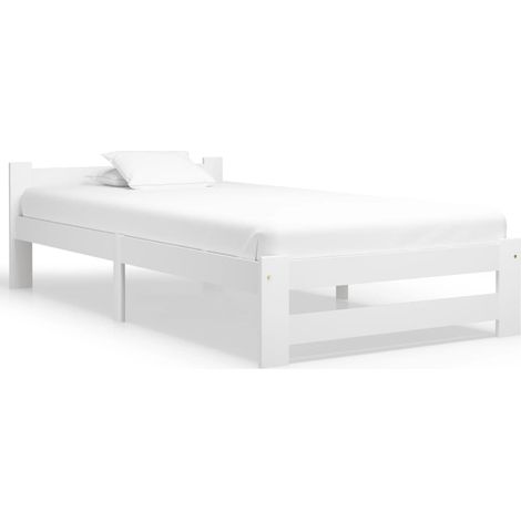 Cadre de lit sans matelas blanc bois de pin massif 100x200 cm