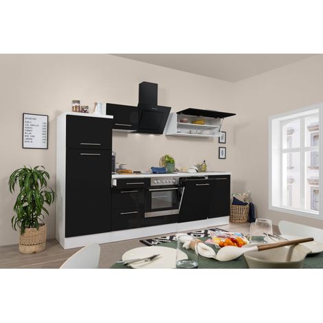 Cuisine Kitchenette Bloc cuisine Blanc Noir Amanda 280 cm Respekta Premium