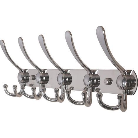 Wall Mounted Coat Rack, Wall Mounted Coat Hooks - Heavy Duty Stainless Steel, 5 Hooks, Coat Rack for Coats, Hats, Towels, Entryway, Bathroom (Silver) (1/5)