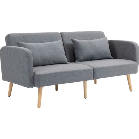 Lit d'Appoint 2 Personnes Canapé Convertible 3 Places 170x83x80 cm Dossier et Accoudoirs Réglables Salon Chambre Gris (1/5)