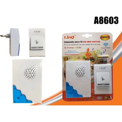 Linq - Campanello Wireless Spina Elettrica Senza Fili 32 Melodie Casa A8603 Distanza 100mt - (1/3)