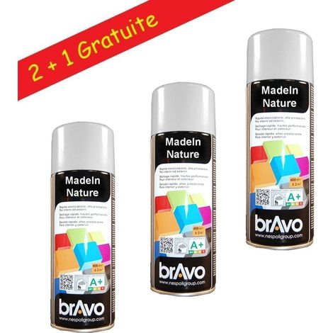 Bombes de peinture, spray peinture nuancier Ral, Intérieur et Extérieur, 400 ml, de MadeInNature - Gris clair Brillant Ral 7035 - Lot de 3. (1/4)
