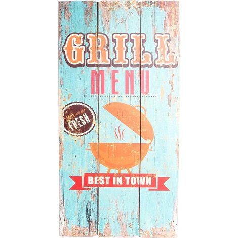 Plaque en bois déco 60 cm - Grill Menu